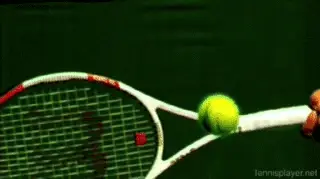 A tennis racket and ball Description automatically generated with low confidence