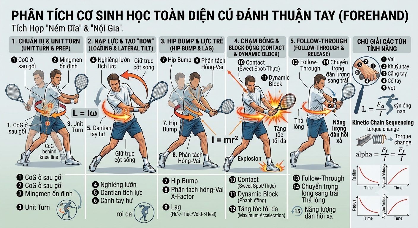 Động học thuận tay 5 giai đoạn: Đan Điền và chuyển động ném đĩa