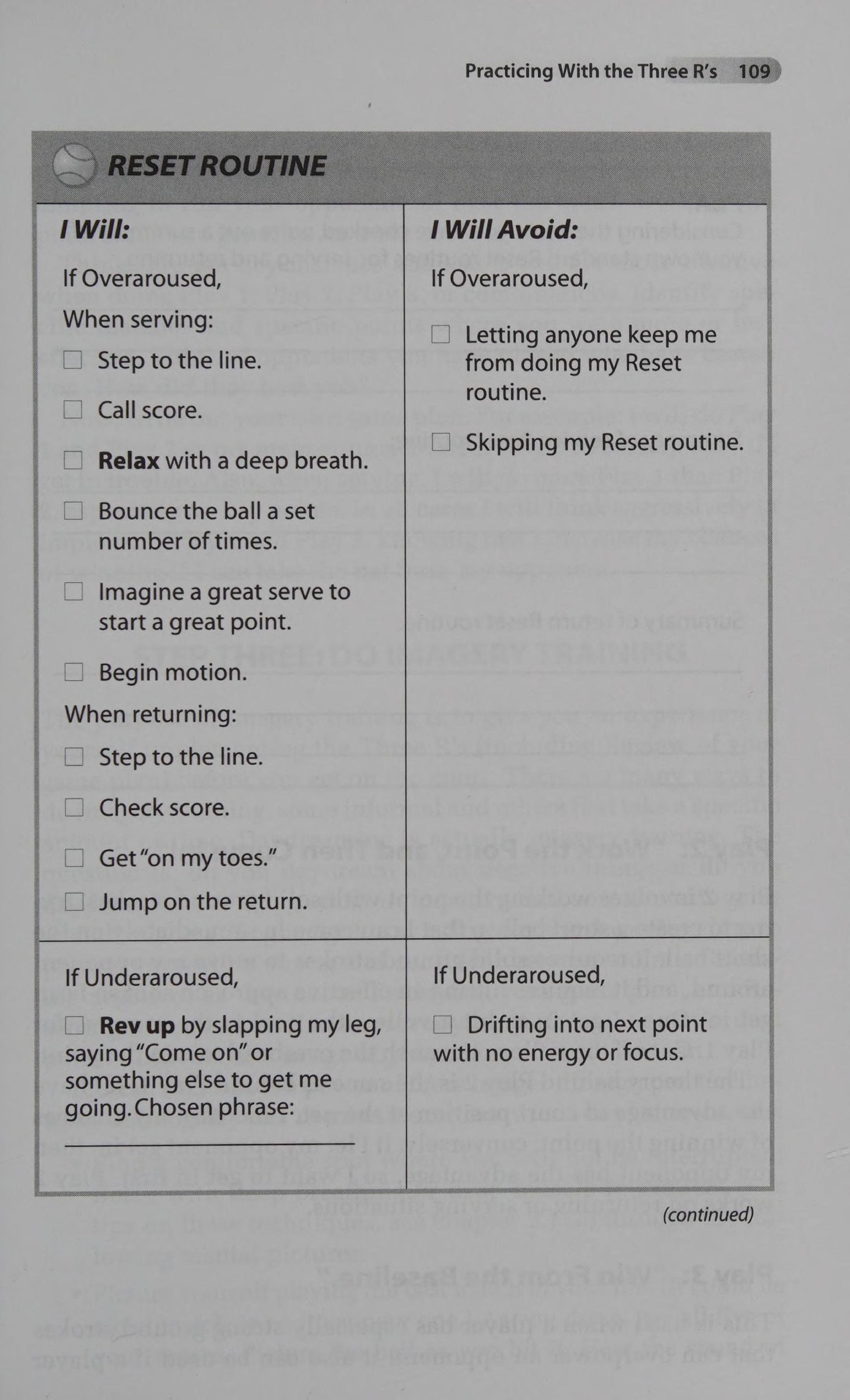Three Rs Practice Matrix
